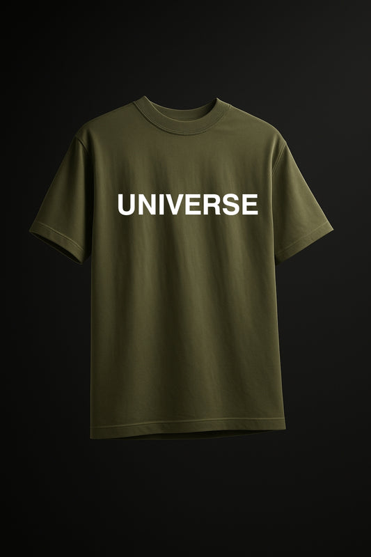 Olive Green “UNIVERSE” Graphic T-Shirt